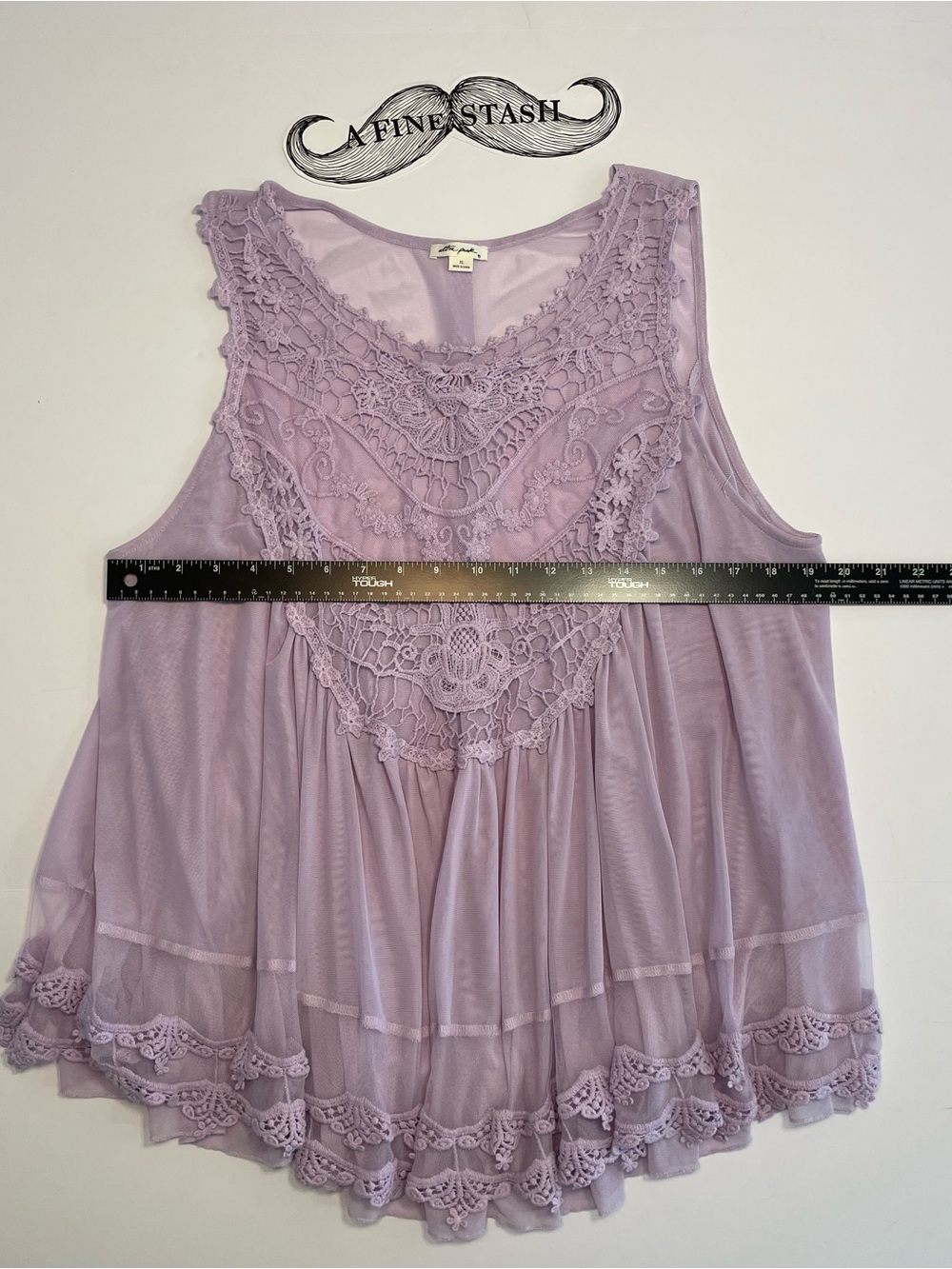 Ultra Pink Lavender Lace Crochet Sleeveless Tank